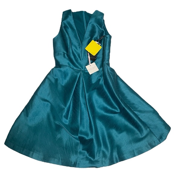 NWT ALFRED SUNG Niagara Teal Blue Peacock Sample Cocktail Dress Taffeta New 🏘️ - Picture 1 of 12